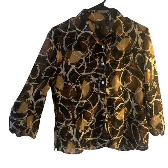 Pre Owned Women’s Sere Nade Button Up Blouse Festive Sz Sm - Picture 1 of 9